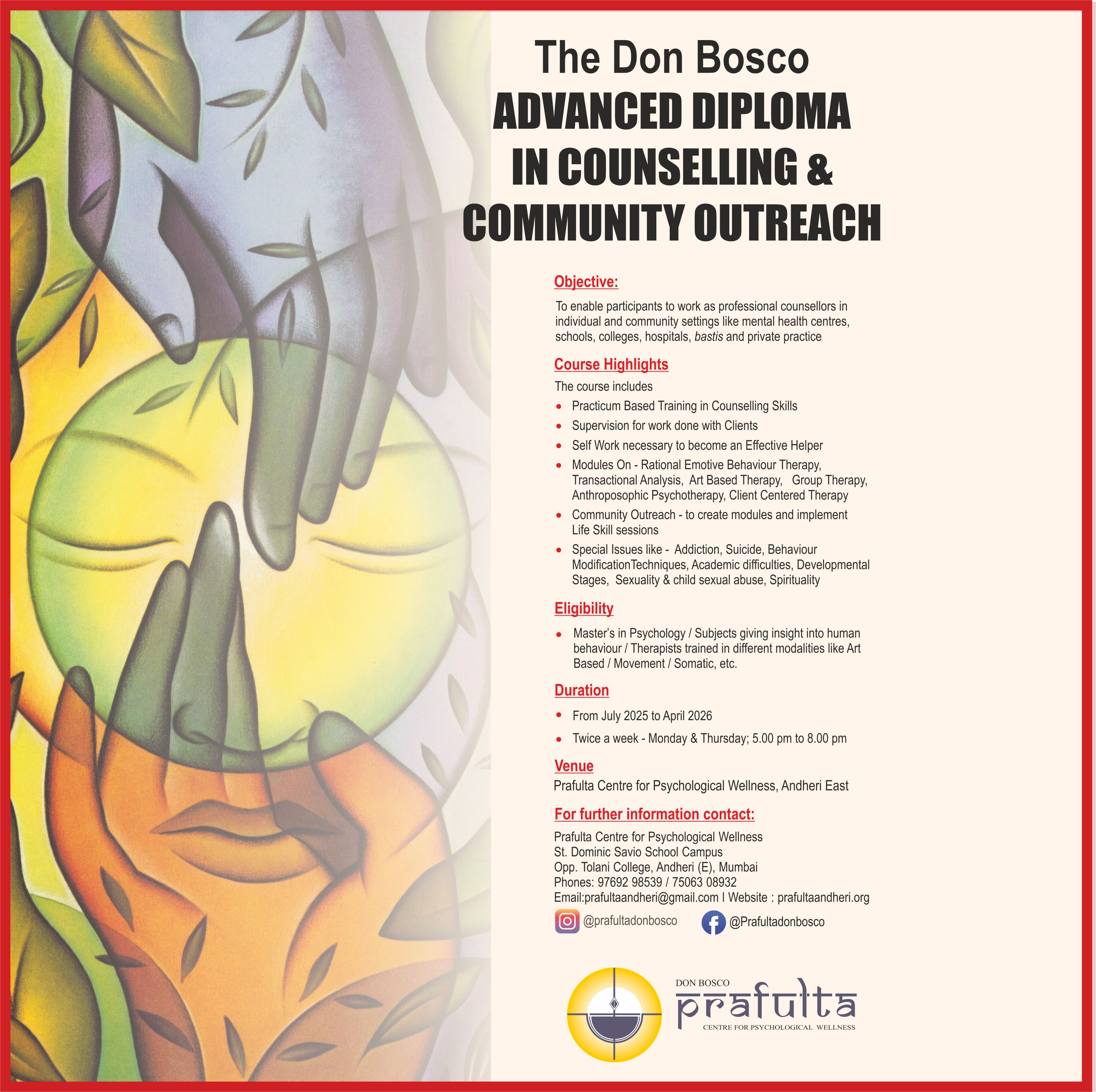 The Don Bosco Advanced Diploma in Counselling & Community Outreach - (ADCCO)