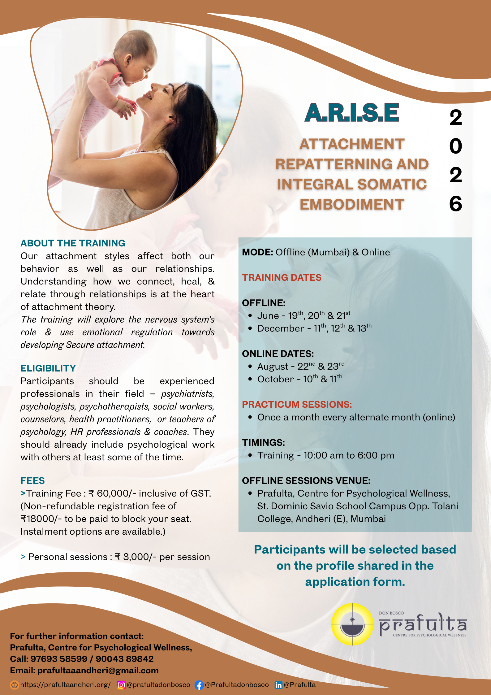 Attachment Repatterning and Integral Somatic Embodiment (A.R.I.S.E), Training 2026