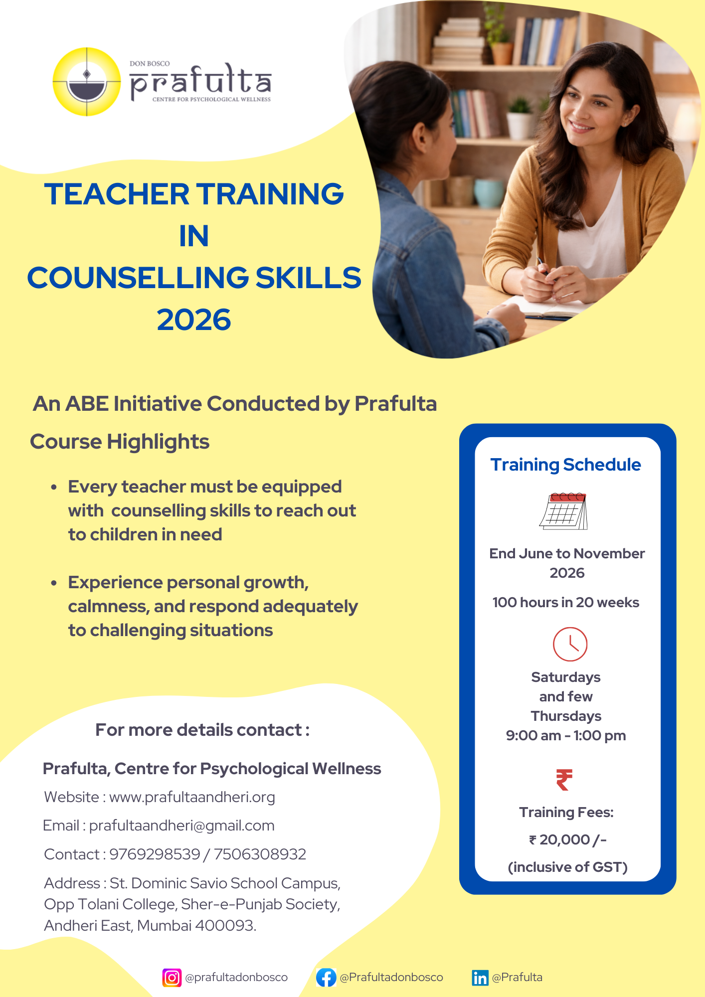 Teacher Training In Counselling Skills 2026